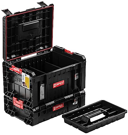 Werkzeugkasten mit zusätzliche Fläche – 45 x 36,5 x 34 cm - Werkzeugkoffer und Werkzeugkorb SET 2in1 Werkzeugkiste Transportbox Baustellen Kübel Premiumklasse