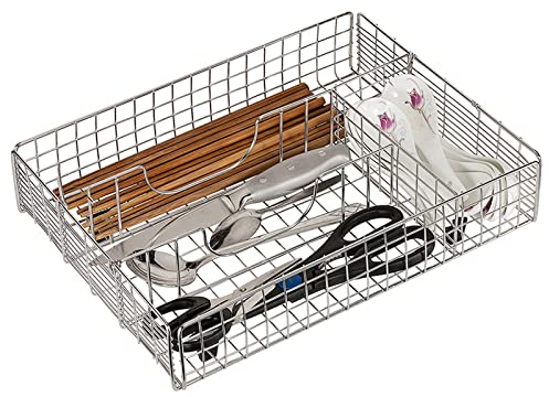 RWRAPS Schubladen-Organizer aus Metall für Utensilienhalter, Besteckkasten, Schubladenteiler, Organizer für Besteck, Besteck, Messer in Küche, Schlafzimmer, Wohnzimmer (30 x 18 x 9 cm)
