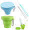Gobelets Pliables en Silicone - 2PCS Mug à Café Portable, Coupe de Voyage Légère, Tasses Réutilisables avec Couvercle pour Le Camping