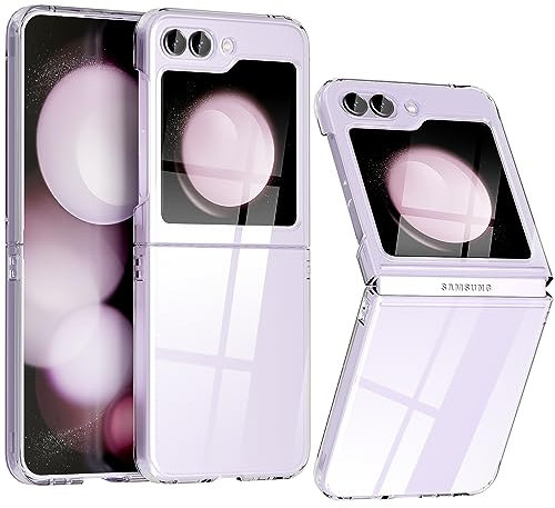for Z Flip 5 Case, Clear Shockproof Compatible with Samsung Galaxy Zflip5 Phone Cover, Slim Thin Protective Cases for Flip5 5G Phone-Transparent
