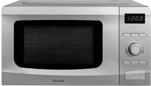 Abode 20L Digital Microwave - 700W with 8 Auto Cook Menus, Silver, 5 Power Levels & Timer, Button & Dial Control, Defrost Function