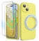 SURPHY Magnetic Case for iPhone 15 Case with Screen Protector, Liquid Silicone Anti-Scratch Compatible with MagSafe Gel Rubber Phone Case for iPhone 15 6.1 inch, Yellow