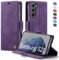 XYGLOW Handyhülle für Samsung Galaxy S21 Hülle Klappbar Premium PU Lederhülle Klapphülle【RFID Schutz】 Kartenfach Standfunktion Schutzhülle für Samsung S21 5G Flip Case Wallet Tasche Cover, Lila
