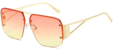 Sibeg Vintage Rimless Women Sunglasses 2024 New Trending Punk Candy Color Sun Glasses Female Shades UV400 Gradient Eyewear(Color:Pink)