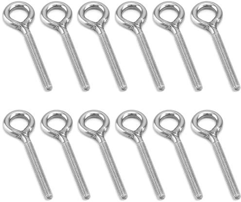 Boulons à œil en Acier Inoxydable à Tige Longue,Pack de 12 vis à Oeil M4, vis à Oeil M4, vis à Oeil, pour Rôle de Fixation et D'accrochage