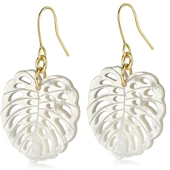 DJADEE Ohrringe Gold Vergoldet 24 Karat Damen 999er Gold Hänger Monstera Blatt Wasserfester Schmuck für Frauen Mädchen wasserfest Ohrringe Geschenk Glücksbringer