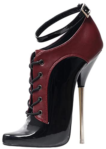 LiJJi 7inch Sexy High Heel Lace Up Ballet Pointed Toe High Heel Pumps Stripper Nightclub Dance Cosplay Shoes size 36-46