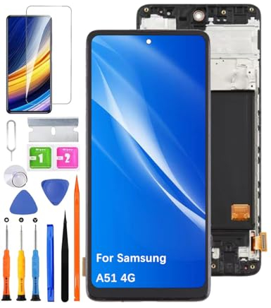 HLYGZX Écran pour Samsung Galaxy A51 4G TFT A515F A515U A515W A515X S515DL Écran LCD de Rechange Assemblée réparation Kit (Noir avec Cadre,Pas d'empreintes digitales)