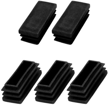 METALLIXITY Embouts Rectangulaires (50 x 20mm) 5 Pièces, Embouts de Protection en Plastique pour Tubes Rectangulaires avec Filetage - pour Pieds de Meubles, Tables, Chaises, Noir