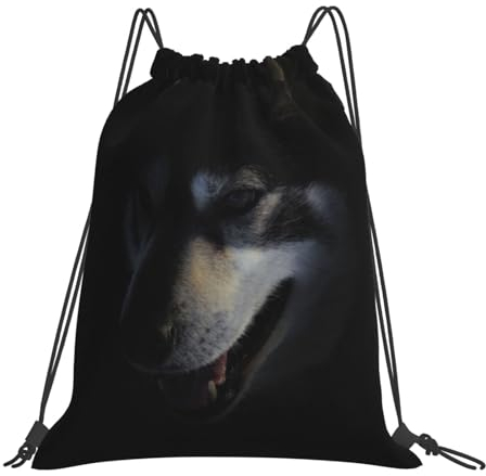 Zhimahou Turnbeutel mit Kordelzug, Porträt eines Husky-Schlittens, Hundesportrucksack, Kordel, für Damen und Herren, wasserdicht, für Reisen, Strand, Schultasche, Rucksack mit Kordelzug