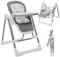 Baby Vivo Trona de Bebe 3in1 Hamaca para Niños ajustable en altura con reposapiés - Trona para bebé Trona combinada Silla mecedora Respaldo ajustable Bandeja desmontable - Lulu en Gris