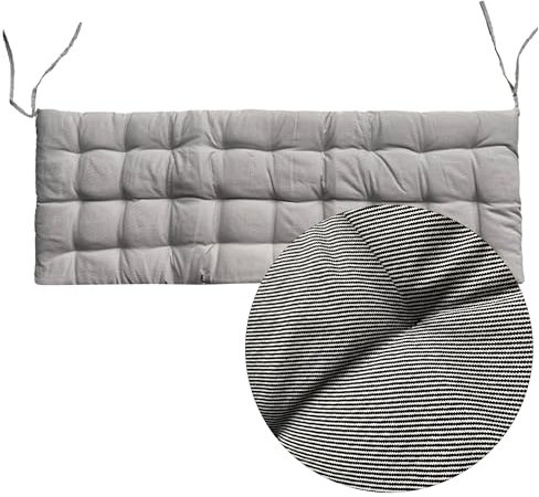 Cleanlevel EST 2016 Bankauflagen 120x40cm Bankkissen Banksitzkissen Bank Sitzkissen Auflage Sitzbank Sitzbankkissen Sitzauflage Gartenbank (gestreift Weiss/Schwarz, 120x40x4cm)