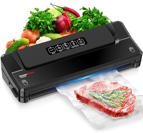 Bonsenkitchen Vacuum Sealer, Fast-Compact Vacuum Sealer Machine, High-Speed Continuous Working, Multi-Functional Food Vacuum Sealer with Vacuum Bags & Accessory Hose
