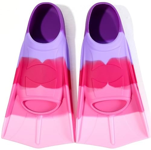 Azuunye Kinder Schwimmflossen,Kurze Flossen 100% Silikon Schwimmflossen für Training und Lap Schwimmen für Kinder Erwachsene Small