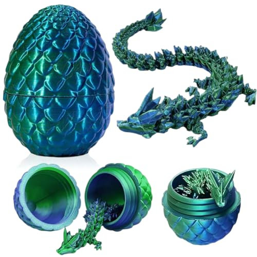QINGZHI 3D-gedrucktes Drachenei - Geheimnisvolle Drachen Spielzeug - Realistische Beweglicher Drache - Flexible Gelenke - berraschung Easter Dracheneier - Heim und Brodekoration oder