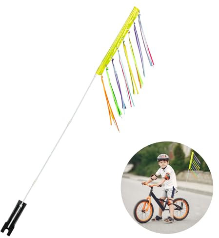6 Ft Safety Flag Cycling Trailer Bicycle Pole Yellow Waterproof Safety Flag Bike Warning Mobility Scooter Go Kart Trike with Mounting Bracket for Kids Outdoor Cycling Supplies