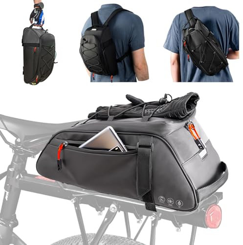 Munaduna 3in1 Fahrradtasche für Gepäckträger - 10L Volumen - Isolierende Gepäckträgertasche mit Rucksackfunktion - Wasserfest & Reflektierend