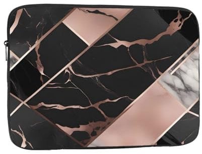 YYHHAOFA Shockproof Portable Laptop Sleeve Bag 10 inch - for Men and Women Business Travel, School, and Office Use Black Rose Gold Marble Picture