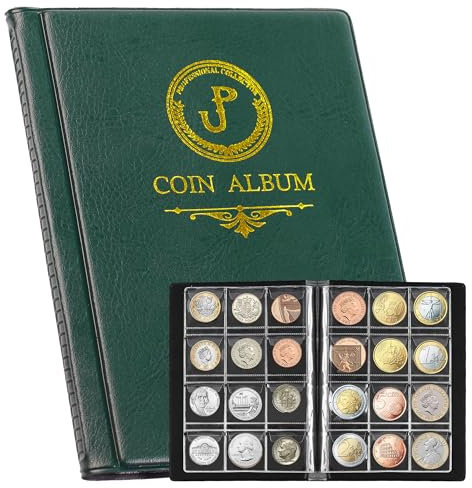 Münzalbum mit 120 Fächern, Münzhalter mit Sammelhüllen, Münzsammelbuch für Penny/EIN Pfund/20 Pence/10 Pence CS3712GR