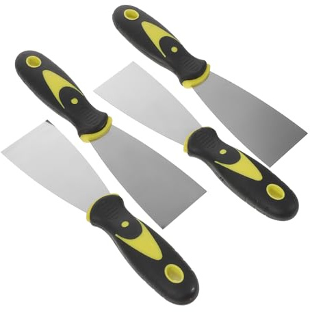 4 Stück Spachtelwerkzeug mit Kunststoffgriff aus Edelstahl | Silber, für Flickenreparatur an Papier und Tapeten, Leicht zu Handhaben, Multifunktional