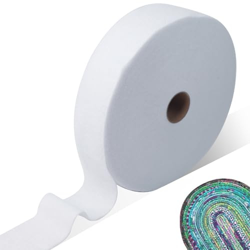 5.7cm x 33m Rouleau de Ouate de Coton Thermofusible au Mètre, Rouleau de Ouate Douce de Matelassage Léger, Ouate de Coton Mélangé Perforée pour Rembourrage Tapis Jelly Roll