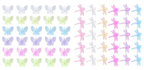 Garneck 60 Stück Orchideen Clips Pflanzenclips mit Schmetterling Libelle | DekorativePflanzenklammern zur Befestigung von Blumenstielen und Rankpflanzen, Garten Pflanzenhalter Clips, Farben Zufällig