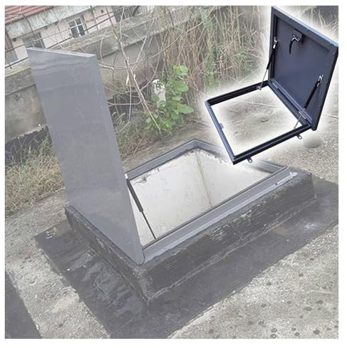 YLANMEI Notausstieg aus verzinktem Stahl, Sicherheitstür, Kellerabdeckung, rechteckiger Kellerausgangsdeckel, Deckzugangsplatte, Dachbodentreppen-Steckdosenabdeckungen,80x80cm