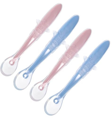 MOTHNUR 4 Pièces cuillère en silicone pour bébé Cuillère bébé pièces Cuillère pour bébé facile cuillères pour mangeoire cuillère d'entraînement pour bébé cuillère en silicone enfant Blue