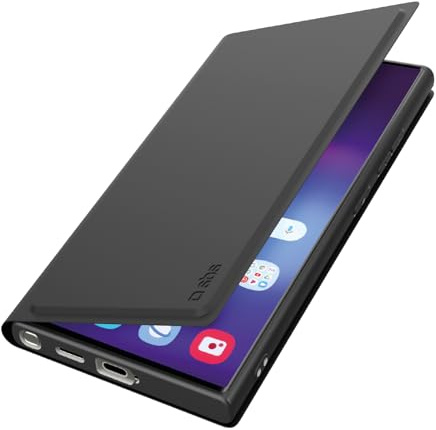 SBS Wallet Smooth Schutzhülle für Samsung Galaxy S25 Ultra - Soft-Touch-Oberfläche, Kartenfach, integrierter Stand, Magnetverschluss, einfacher Zugriff auf Tasten, Schwarz