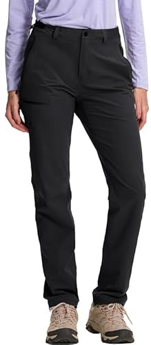 Pioneer Camp Wanderhose Damen Wasserdicht Outdoorhose für Frauen Verstellbare Taille Trekkinghose Strapazierfähige Jagdhose mit Reißverschlusstasche Funktionshose für Freizeit Wandern Reisen(Black;M