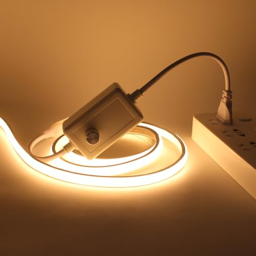 Wisada Dimmbar COB LED Streifen 10M, Warmweiss Neon LED Stripe 230V 288LEDs/M Helligkeit Hohe Weihnachten Neon Band für Wohnzimmer DIY LED Lichter