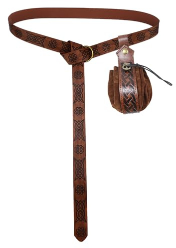 TYXHXTF Mittelalter Gürtel O-Ring Gürtel mit Nordische Gürteltasche Halloween Nekromanten Anzug Mittelalter Kleidung für Halloween Cosplay Vintage Renaissance Set