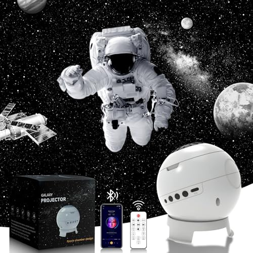 MERTTURM Projecteur Planétarium, Galaxie Projecteur Ciel Etoile, 8 HD Disques Verre(ne jamais s'estomper) & Lentille à Focus Réglable,Veilleuse avec Minuteur & Haut Parleur Bluetooth 5.0 & Bruit Blanc