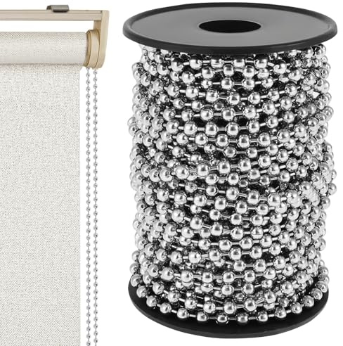 GWCYMYD Kugelkette Edelstahl 15 m x 4,5 mm Edelstahl Perlen Rollenkette mit Roller Zuschnitt Kugel Kette für Schmuck Hundemarken Schlüsselanhänger Vorhangketten