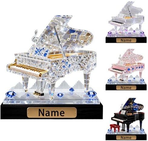 Personalisiertes Acryl Kristall Buntglas Klavier Zeichen Dekoration Pianist Geschenke, benutzerdefinierte Name Klavier Themen Ornamente Schreibtisch Plakette Dekor, Geschenk für Musikliebhaber