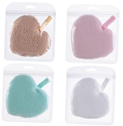 EPIGEIST 4 Wiederverwendbare Herz Gesichtsschwämme Make Up Entferner Pads aus Hautfreundlichem Material für Sanfte Gesichtsreinigung Zuhause und Unterwegs