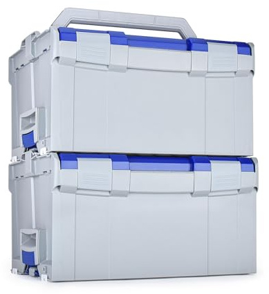 Bosch Sortimo L-BOXX 238 Serie G Set 2 Stück | Größe 3 Hellgrau mit industriell blauem Deckel | Stapelbarer Werkzeugkoffer leer