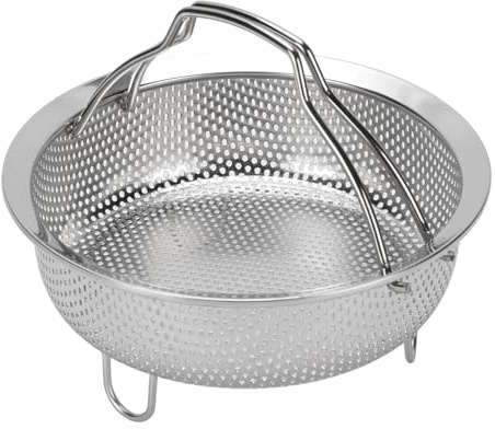 Steamer Basket, 304 Stainless Steel Colander Steam Insert Mesh Strainer Steaming Rack Stand With Foldable Handle For Electric Rice Cooker Pot (M)