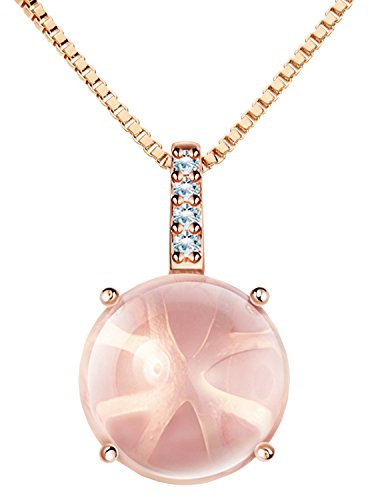 Löb 18K Roségold Vergoldet Kette Zirkonia Opal Stein Tropfen Anhänger Rund Damen Steinanhänger Solitär Strass Glitzer Rosa Tropfenanhänger