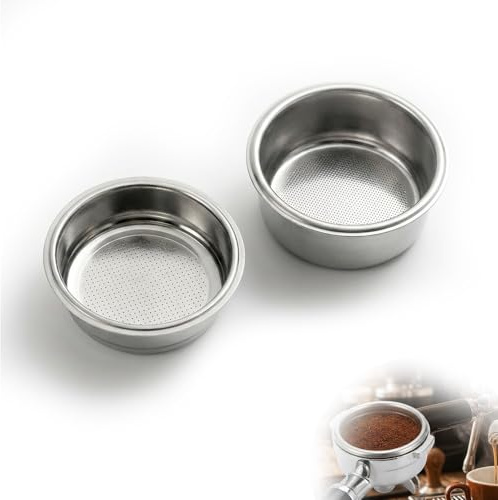 Jetstream 2 Piezas Filtro Cafetera 51mm Presurizado, Filtro de Café de Acero Inoxidable 1 y 2 Tazas, Cesta de Filtro de Café, compatible con el Hogar, Oficina y Cafetería