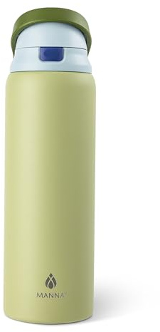 Manna Hydra Stainless Steel Insulated Water Bottle with 2-in-1 Lid - 32 Oz - Khaki Grove