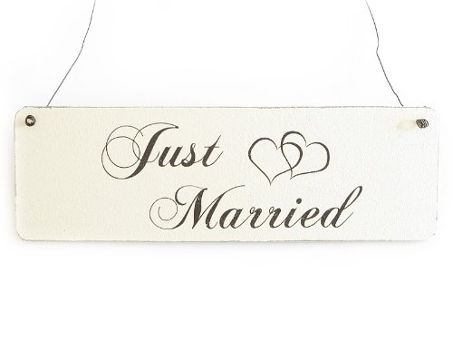 Interluxe Vintage Deko Schild Just Married Türschild Shabby Chic Landhaus Hochzeit
