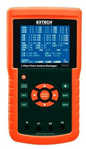 Extech PQ3450-30 3-Phase Power Analyzer & Datalogger Kit: 3000A Flexible Current Probes, SD Card Excel Recording, 35 Measurement Parameters, CAT III 600V - Industrial Energy Audit System