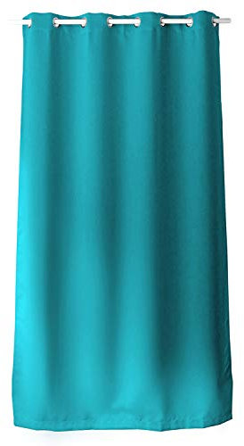 ED ENJOY HOME Rideau Décoratif à Œillets argentés, 140x240 cm, Bleu Turquoise, 100% Polyester, Satiné, Collection Basic