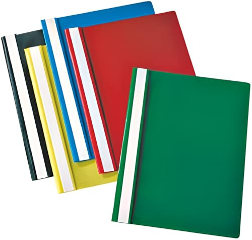 Indigo® A4 Project Folders Pack of 5 – Boardroom Presentation Dossier Files with Index Strip & 2 Prongs in Assorted Colours