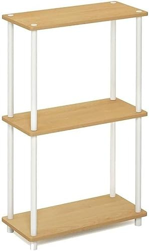 Furinno Turn-N-Tube 3-stufiges kompaktes Mehrzweckregal, Aufbewahrungsregal, mit Runde Rohre, Buche/Weiß