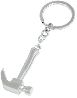 sourcing map Silver Tone Mini Claw Hammer Decor Metal Keyring Chain