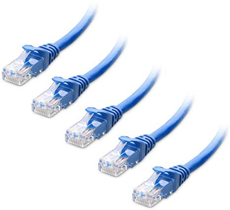 Cable Matters Pack de 5, 10 Gbit/s Câble Ethernet Court Cat6 snagless 0,9m (Câble RJ45, Câble Internet Cat 6) en Bleu, 0,9 mètres