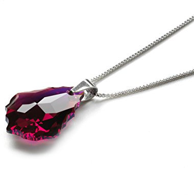 Kette 925 Silber mit SWAROVSKI ELEMENTS Baroque Pendant Ruby, als Geschenk Muttertagsgeschenk Geburtstagsgeschenk für die Frau Freundin als Glücksbringer für den Lieblingsmensch