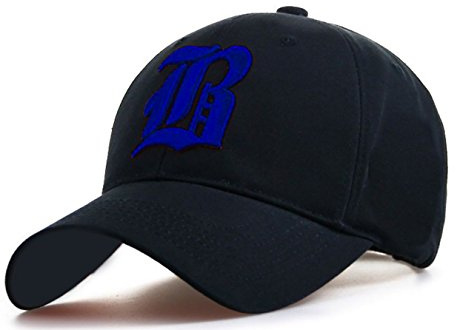 Unisex Damen Herren Baseball Cap Caps Gothic Letter B Hüte Mützen Snap Back Hat Hats (A Nave Blue red) (B Black Blue)